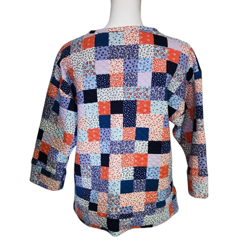 Lands End Quilted Pullover Top Patchwork Print Wo… - image 5